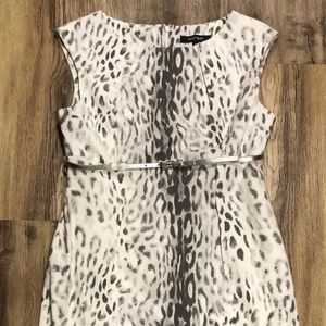 ELLEN TRACY DRESS SIZE 10 White And Gray Cheetah Print